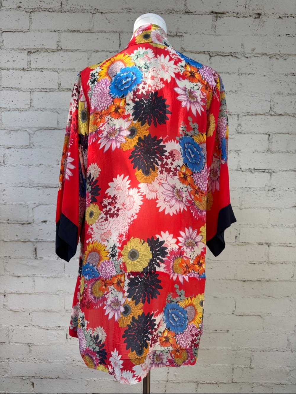 Johnny Was Mishka Rose Embroidery Silk Kimono Size Petite XS - Picture 6 of 14
